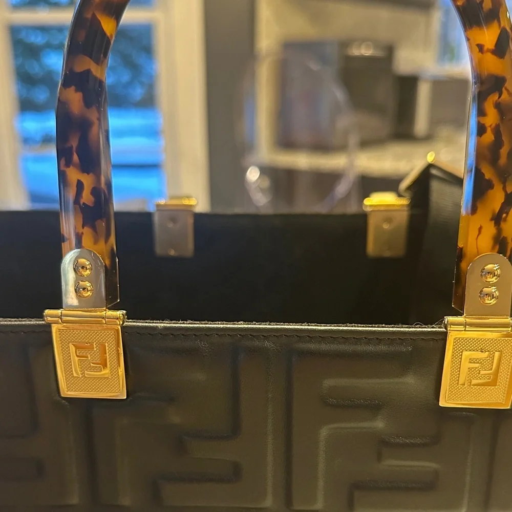 Fendi Black Embossed Bag with Gold Hardware - Picture 8 of 11